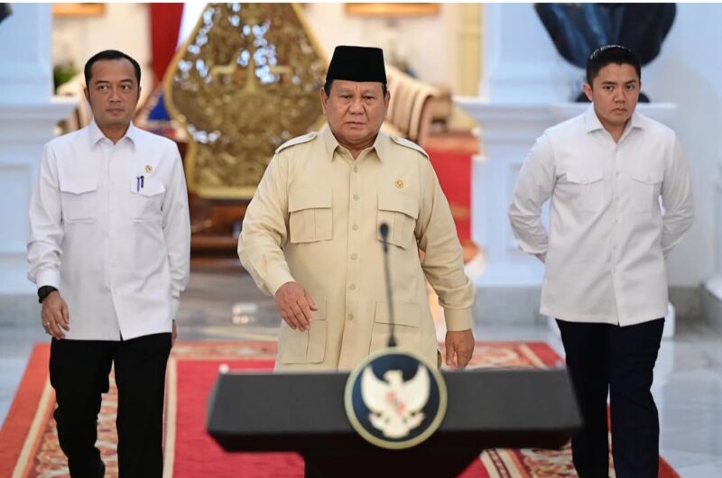 Presiden Republik Indonesia Prabowo Subianto saat konferensi pers di Istana Merdeka, Jakarta. Foto: Kemensetneg 