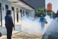 PT IKPP Tangerang menggelar penyemprotan fogging di dua wilayah yakni Kelurahan Pakulonan, Kecamatan Serpong Utara, Kota Tangerang Selatan, serta Kelurahan Pakulonan Barat, Kecamatan Kelapa Dua, Kabupaten Tangerang. Foto: BantenPos.id