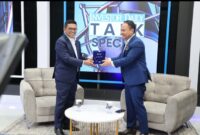 Gubernur Banten Andra Soni bersama BTV Universe terkait dengan Wirausaha Tangguh Kunci Indonesia Mandiri di Gedung Utama BTV Universe. Foto: ist