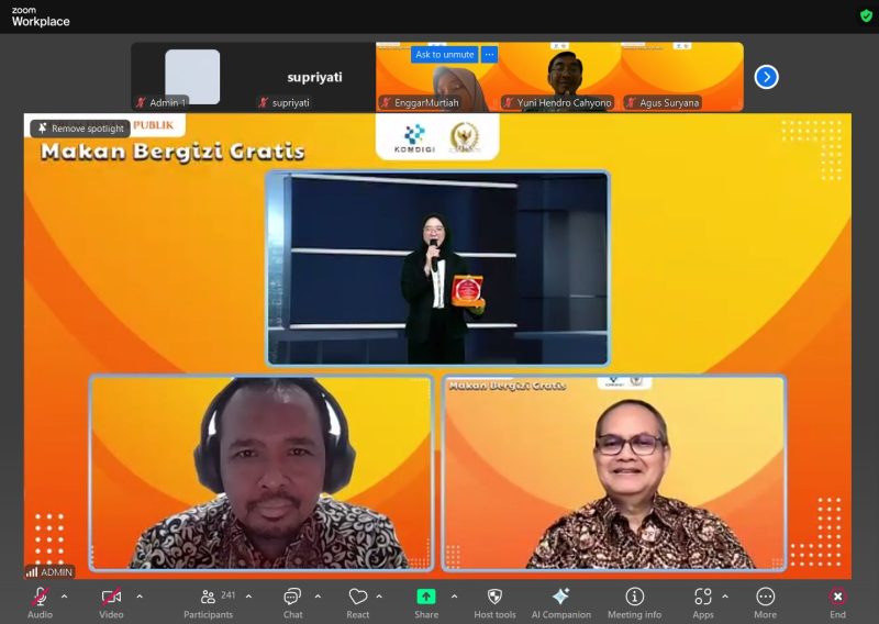 Forum Diskusi Publik bertema “Makanan Bergizi Gratis” yang diselenggarakan oleh Komidigi bersama DPR RI melalui Zoom Meeting. Foto: ist