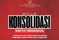 JPMI Banten hari ini gelar Konsolidasi Rakyat Tuntut Cabut Perwal 14/2025 terkait kenaikan 22 Persen tunjangan rumah DPRD Kota Tangerang. Foto: JPMI